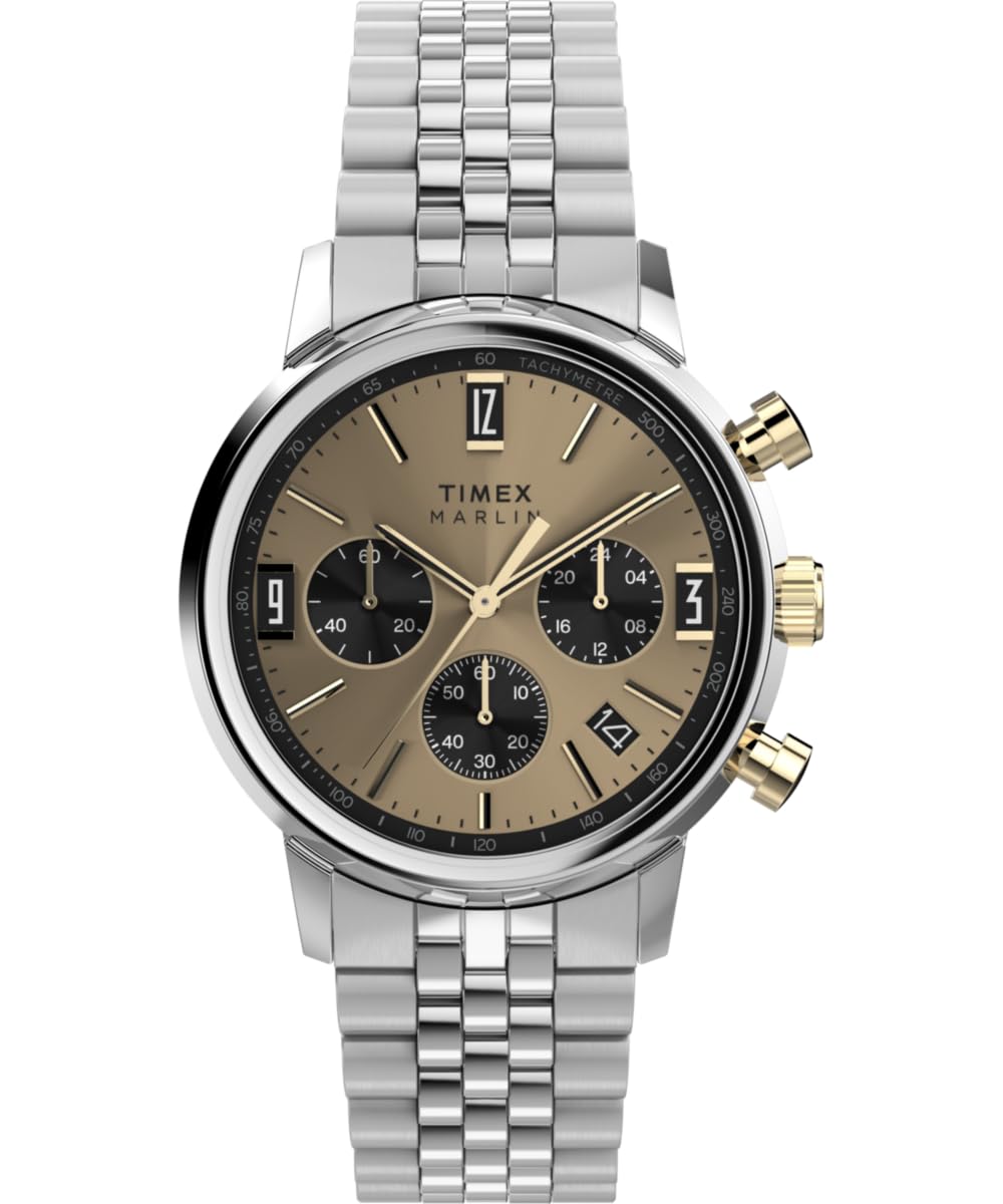 Timex Men's Chronograph Quartz Watch with Stainless Steel Strap TW2W60100, Silver, bracelet
