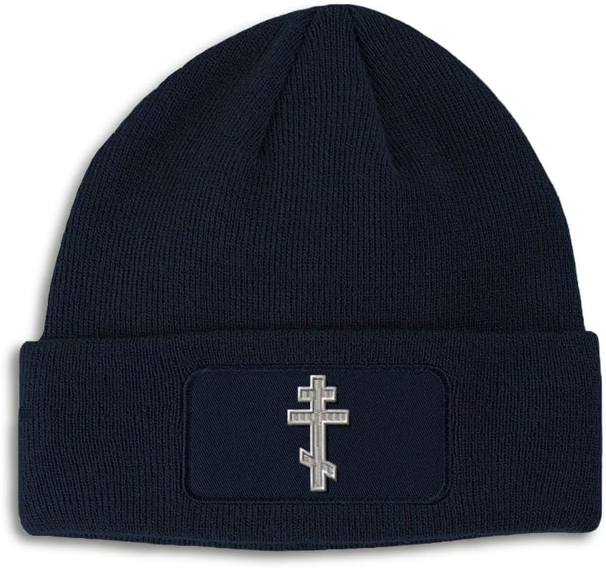 Patch Beanie Orthodox Cross with Shadow Christ Jesus Skull Cap Hats for Men & Women Winter Hats One Size