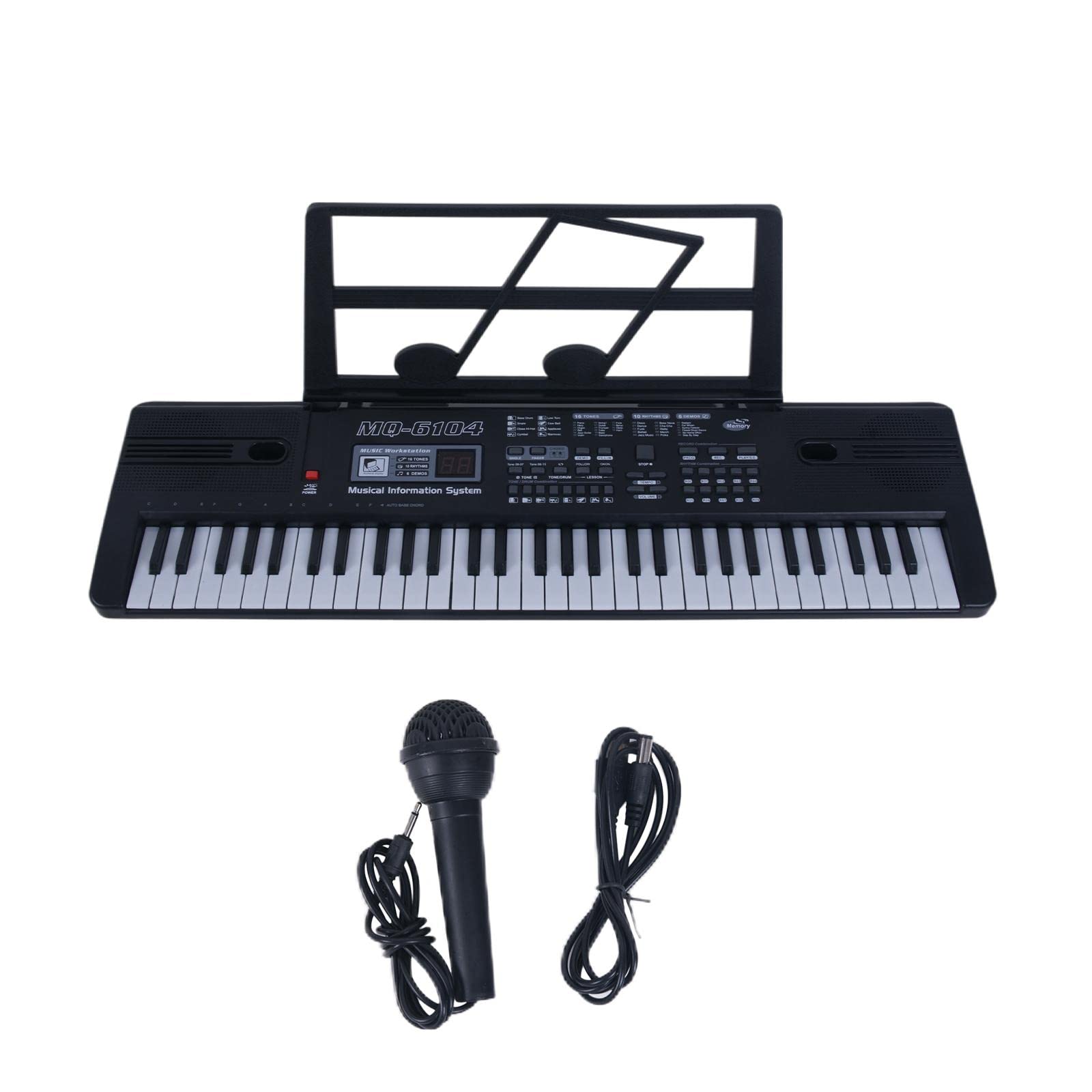 61鍵 黒い電子ピアノ 譜面台付き Amazon.co.jp: 電子キーボード 61鍵 子供用 デジタルピアノ 200音色200
