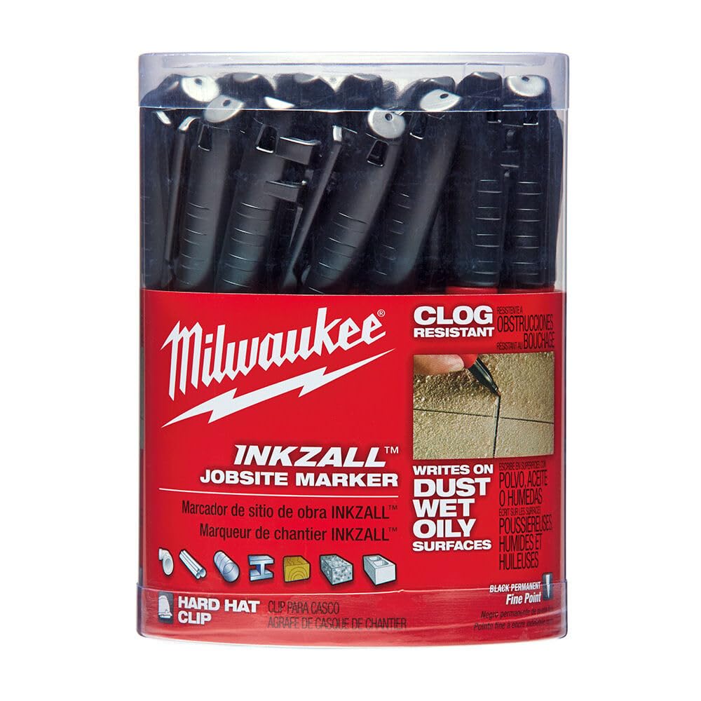Milwaukee 48 – 22 – 3100 inkzall Jobsite marcador permanente punta fina negro (24-Pack)