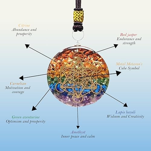 Miniatura 4 de Energy Healing Pendant, Metatron Cube Necklace, Platonic Solids Set of 7-Piece Sacred Geometry, Orgonite Tear Drop Pendant Protection for Women &