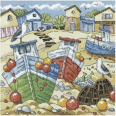 Heritage Crafts Cross Stitch Kit - Beach Boats Cover
