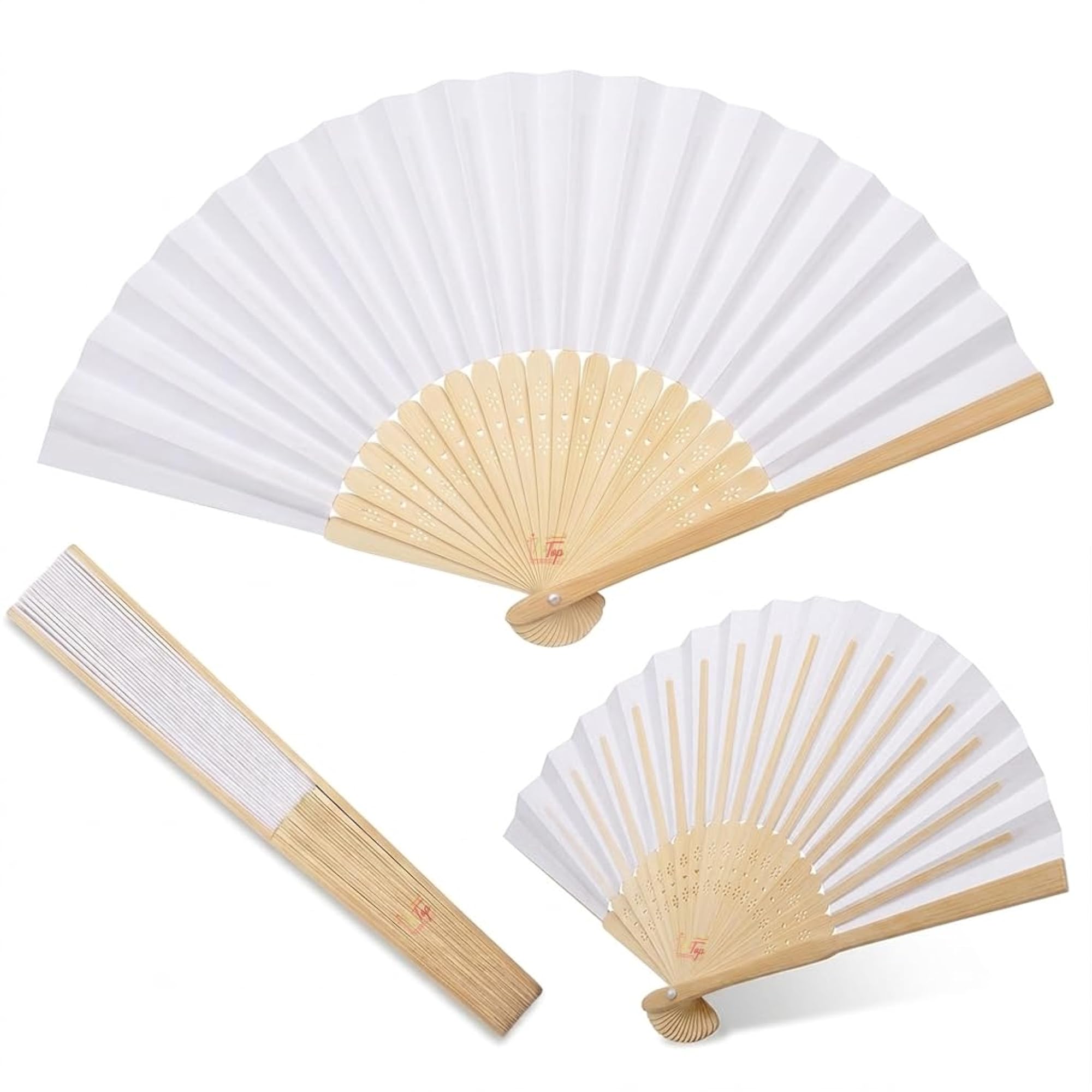 Premium Paper Plain Solid Color Folding Hand Held Bamboo Fan