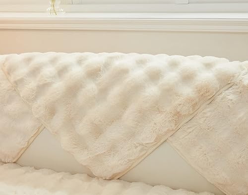 Miniatura 3 de MERRYLIFE Fundas de felpa gruesa para sofá de piel sintética de conejo, 1 pieza, antideslizantes, cálidas, suaves y acogedoras, protector de muebles