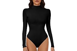 Women's Black Long Sleeve Mock Neck Bodysuit: Effortlessly Enhance Your Wardrobe