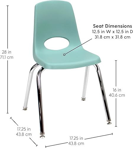 Miniatura 450 de Factory Direct Partners 10355-BL Silla escolar apilable de 10 pulgadas, asiento apilable para estudiantes con patas de acero cromado y rodamientos
