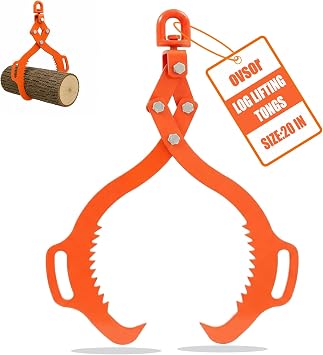 ovsor 2 Claw 20 Log Tongs Timber Claw Hook for Skidding Tongs, 800lbs Lifting Capacity | Professional Log Grapple Heavy Duty 360 Swivel Log Lifting Tongs, Dragging Logging Silky Smooth Effort Saving
