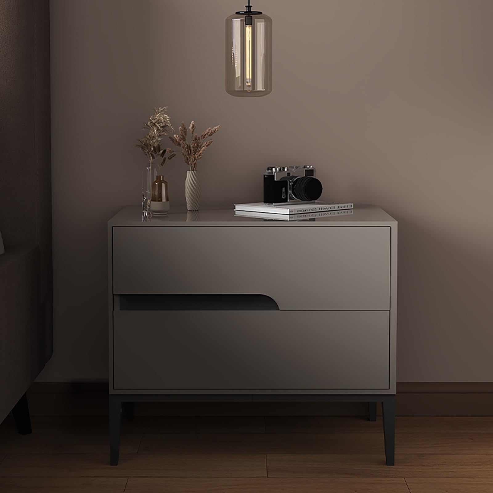 Générique Stolik nocny z litego drewna z kreatywnym uchwytem do szuflad, wielobarwny design, duża pojemność, nowoczesny i prosty styl, idealny do użytku w salonie lub sypialni