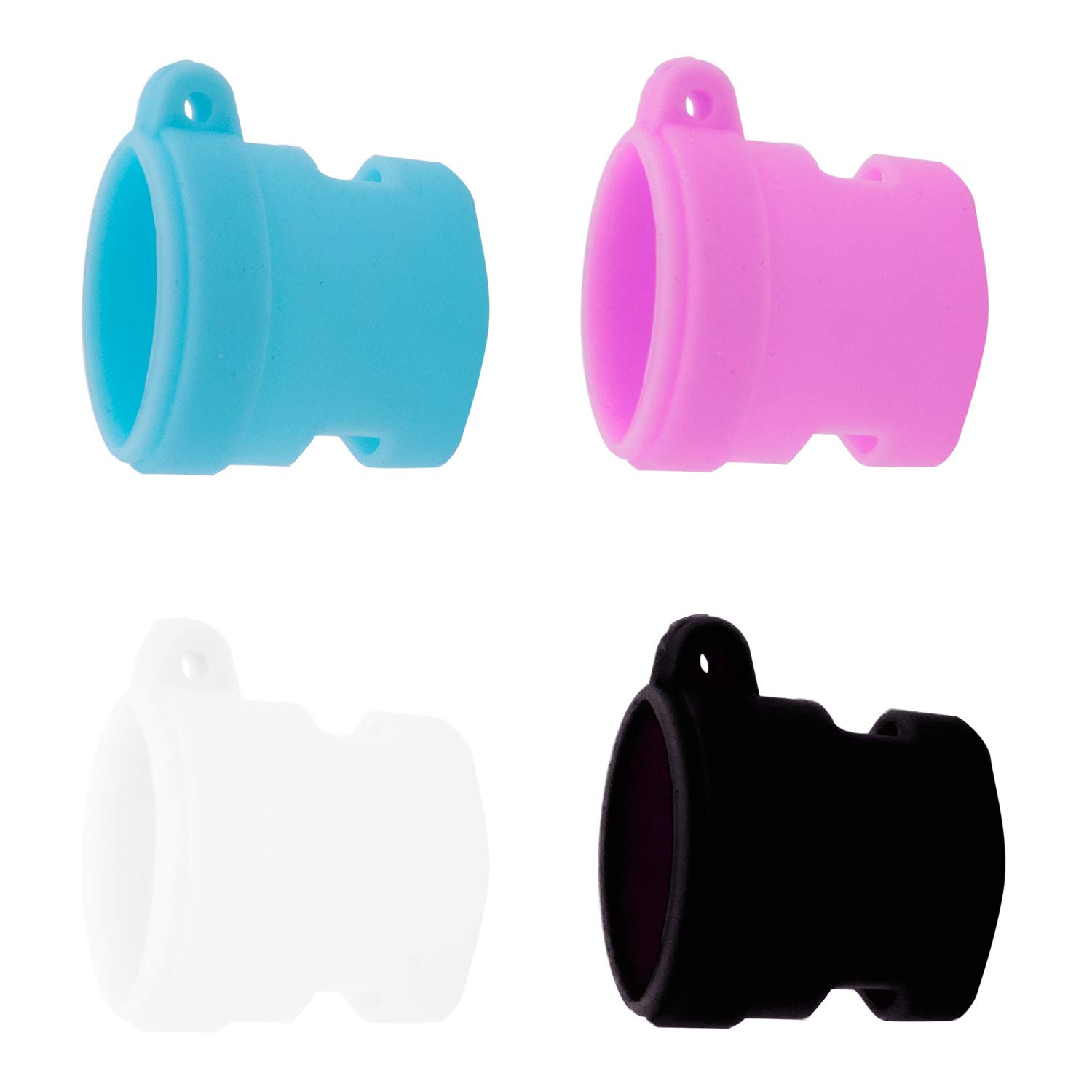 4PCS Carrying Rings Anti-Lost Rubber Ring Holder Multipurpose Kit for Device Keys Phones USB Flash Dish 0.55＂- 0.80＂Size Pens and Similar Devices Bands Black White Pink Blue