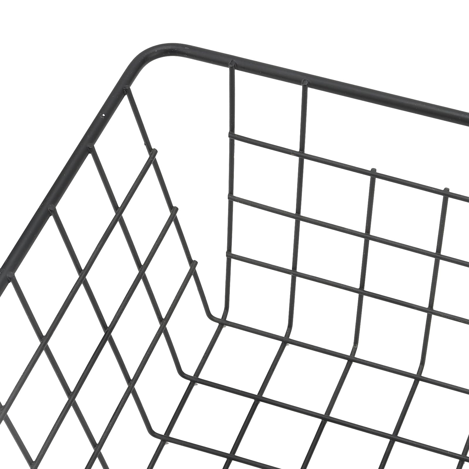 KEILEOHO 2 Stück Aufbewahrungskörbe aus Draht, 36 x 29 x 15,5 cm Gitterkorb Schwarz mit Griffen, Groß Schwarze Drahtkorb Metallkorb Aufbewahrungskörbe für Küche, Speisekammer, Büro