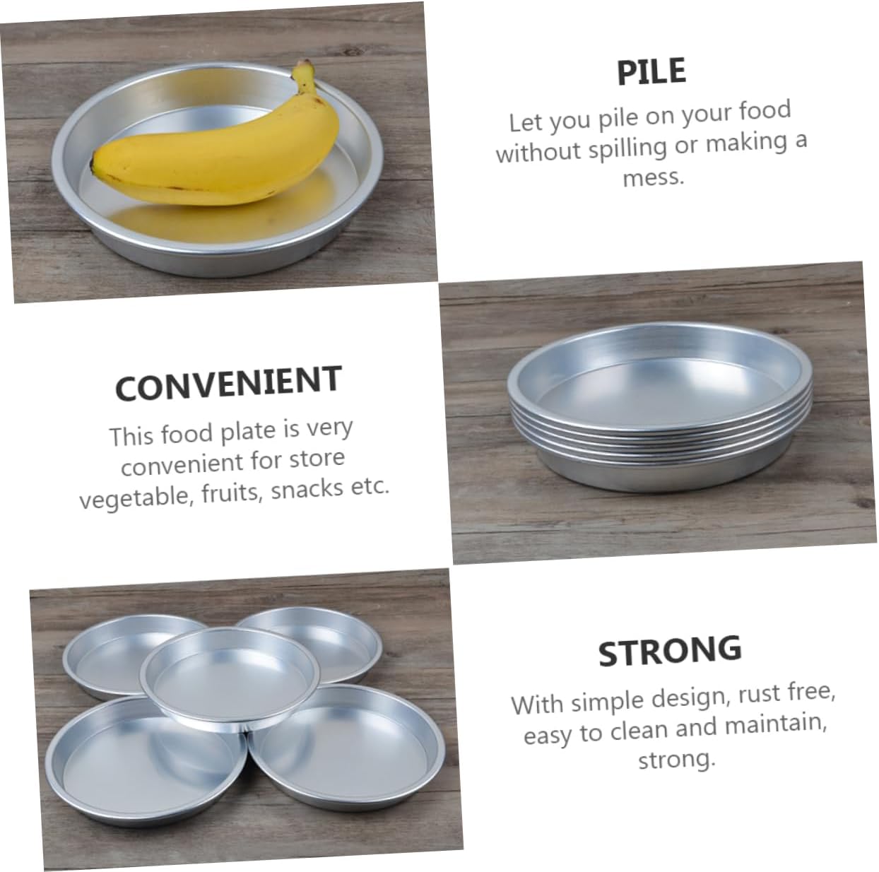 Alloy Dinner Plate Set 5 Pcs Snack Dish for Bbq Outdoor Camping Banquet Family Gatherings