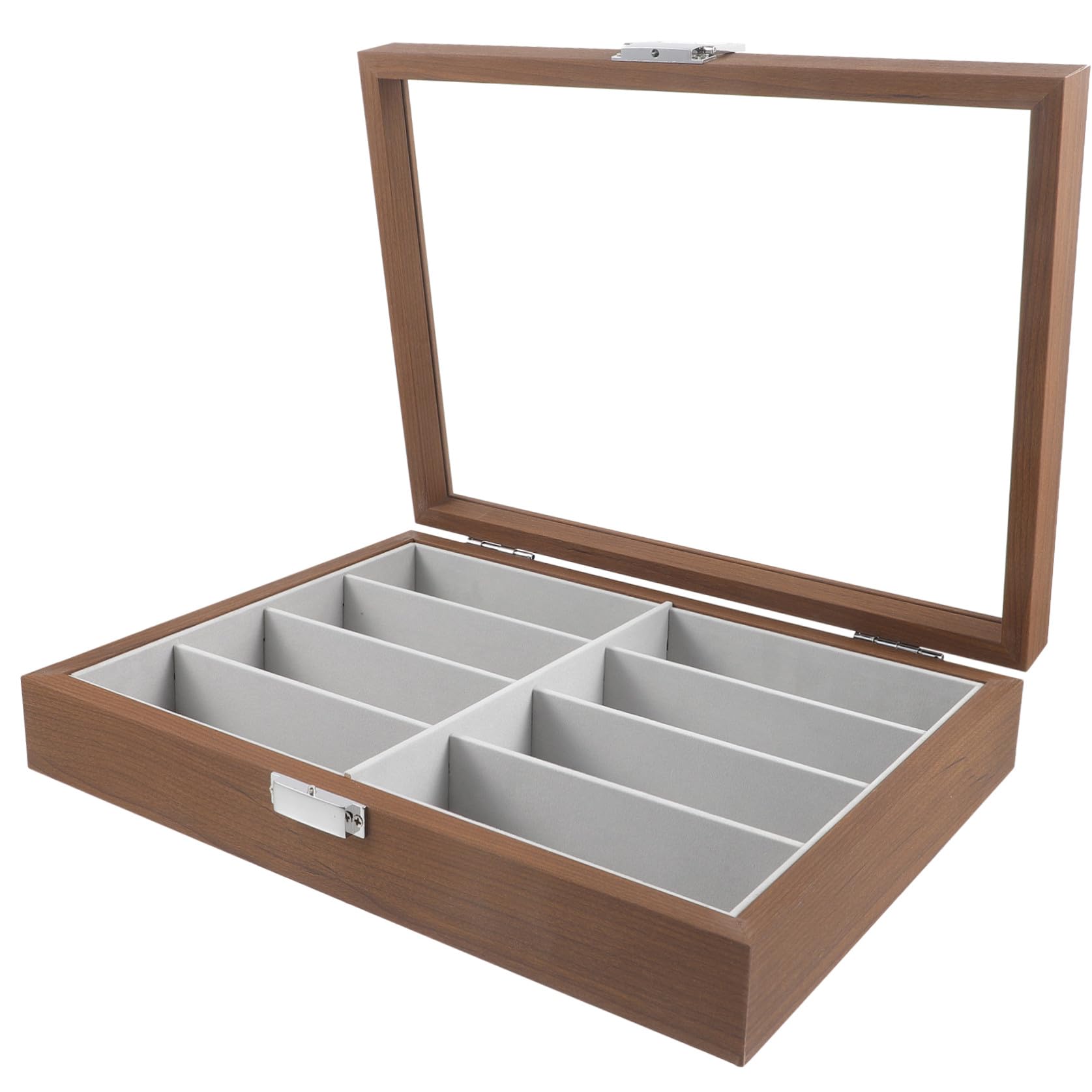 Organisateur de Lunettes en Bois 8 Emplacements, Boîte Rangement Lunettes Scratch-free et Fonction Protective pour Fête Estivale à Domicile ou Bureau