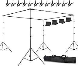 SLOW DOLPHIN Photo Studio Background Stand Support Kit Backdrop Stand, 40ft (Wide) x 8.5ft (Tall) Square Large Adjustable Backdrop Stand with Rotatable Connector, Carry Bag, Sand Bags Clamps.