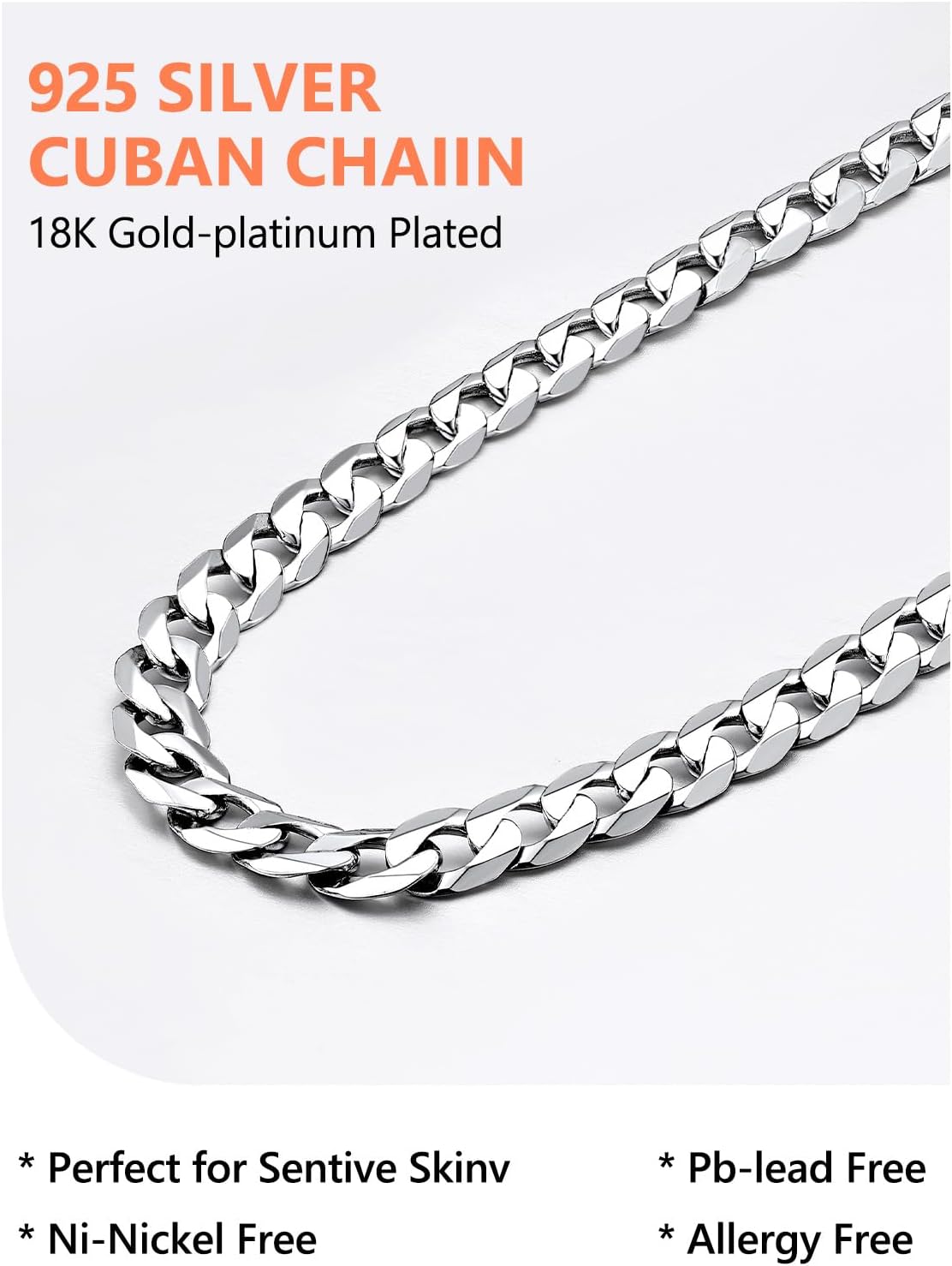 Silvora S925 Curb Link Chain Necklace 3MM/5MM, Sterling Silver Figaro Link Chains for Men Women Italy Miami Curb Chains 14-28 Inches （Gift Packaging