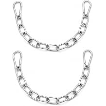 Gate Chain Lock 2 Pack, 4mm Stainless Steel with Spring Carabiner | 20" & 40" Adjustable Chain Latch for Gate, Fence, Barn, Farm, Corral and Pet Doors, Heavy Duty Link Design