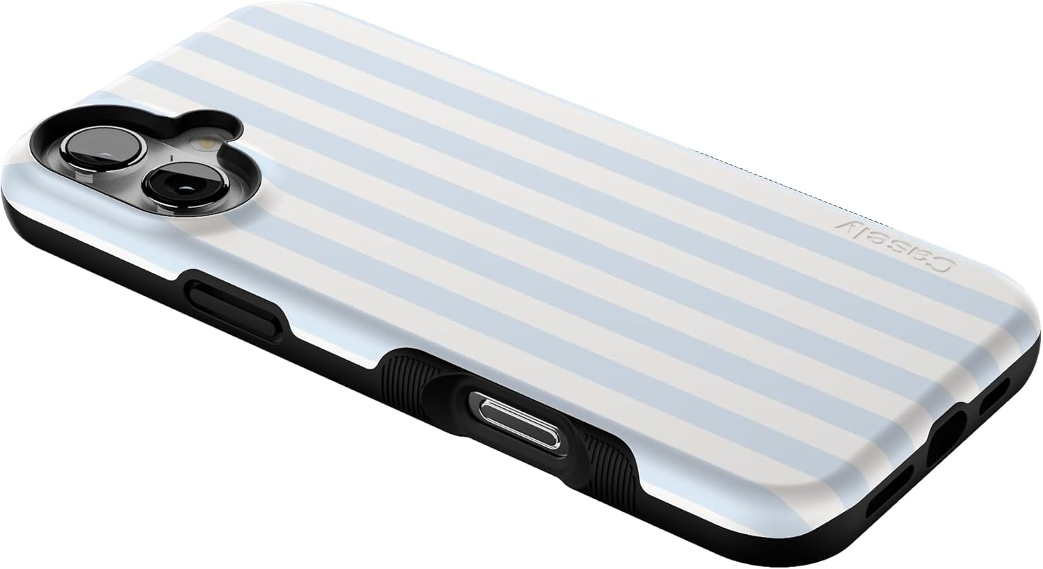 Casely iPhone 16 Case | Blue Stripes | Sunday Best | Bold Protective Design | Compatible with MagSafe