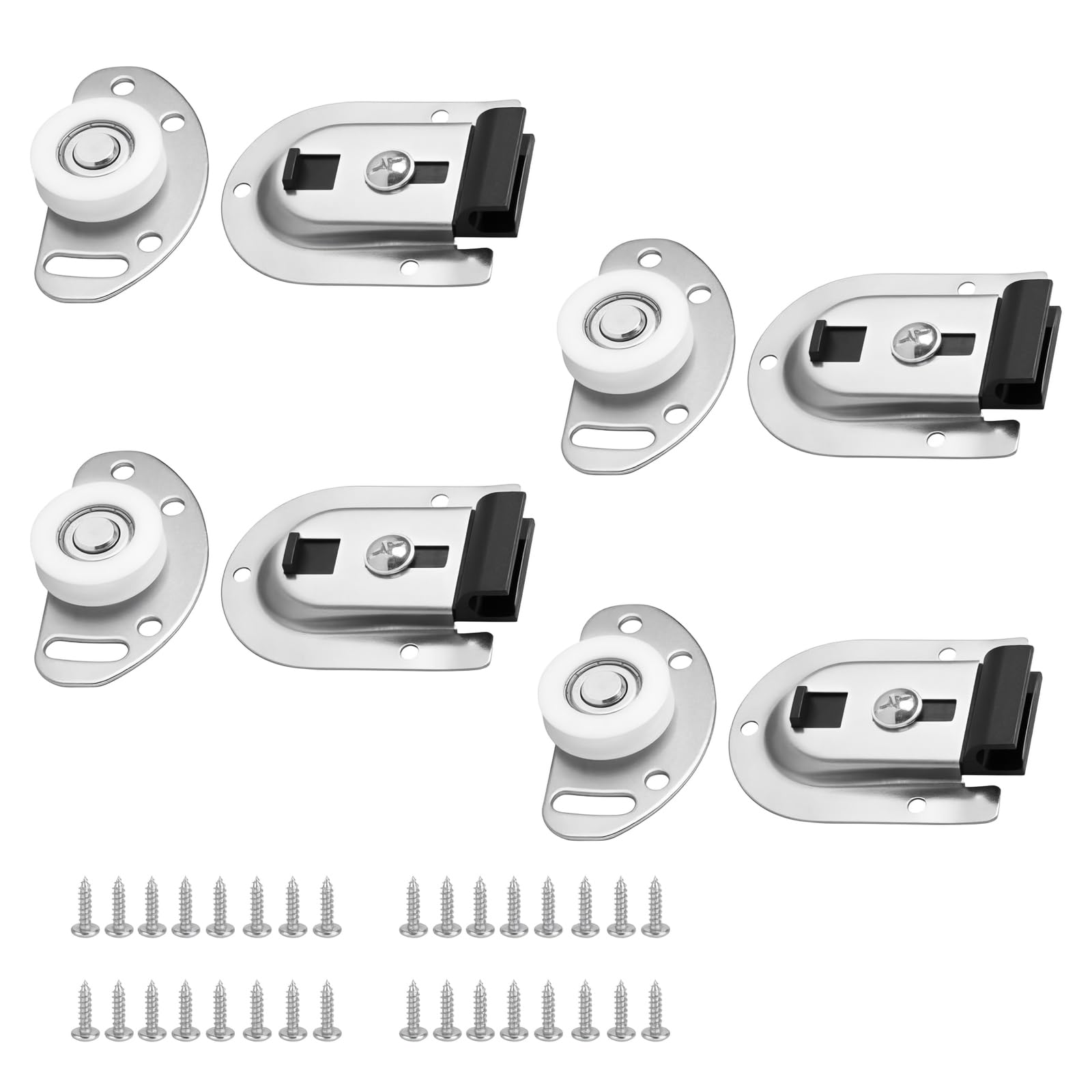 4 PCS Sliding Closet Door Hardware Kit, Wardrobe Doors Parts Wheels Replacement Closet Door Convex Wheel for Home Furniture Cabinet Window Sliding Doors