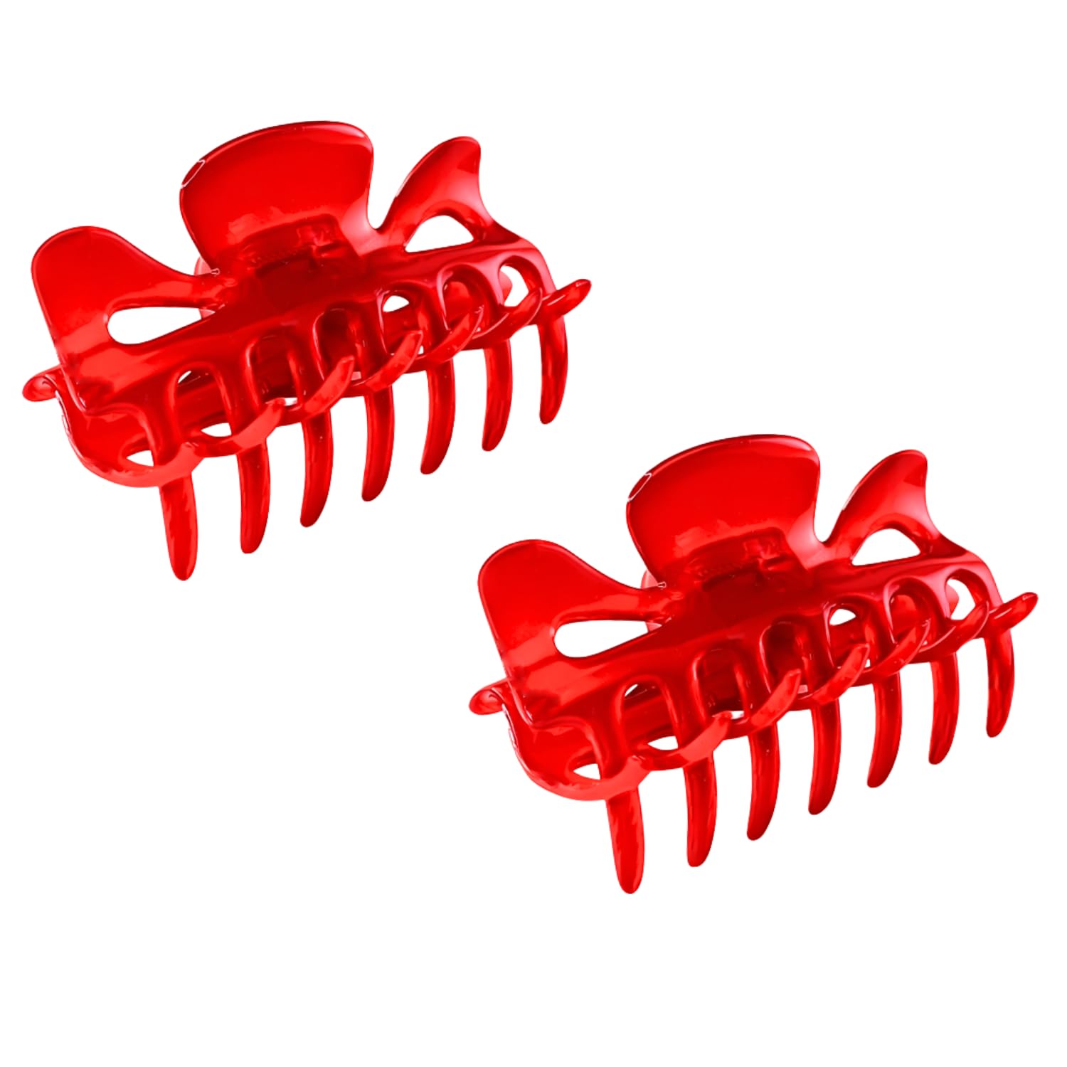 Parcelona French Classic Small 2.5" Celluloid Jaw Hair Claw Clips for Women and Girls (Red)