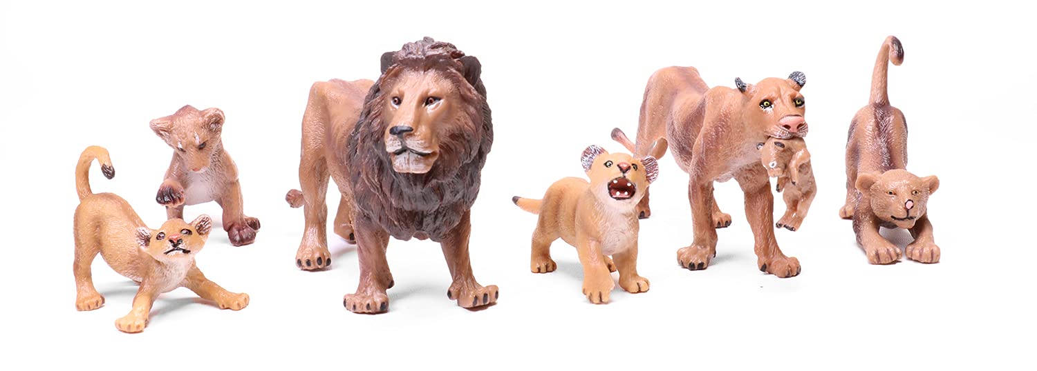 BLABAY 6PCS Realistic African Lion Family Set Figurines with Lion Cubs, 2-5" Safari Animals Figures, Diorama Educational Toy Cake Toppers Christmas Birthday Gift for Kids Toddlers