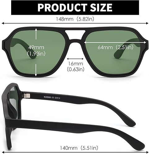 Miniatura 6 de GLINDAR Gafas de sol polarizadas estilo aviador para hombre y mujer, gafas cuadradas de gran tamaño