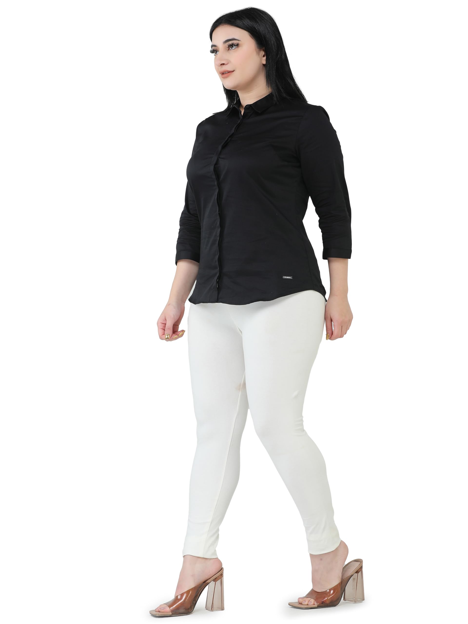 Premium Cotton Body Hugging Ankle Length Legging for Women, Soft and Comfortable Fabric with Elastic Closure, Free Size (Fit Upto 25 to 32 Waist)- Off White-image-45