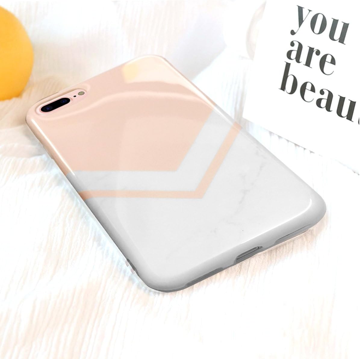 J.west iPhone 8 Plus Case, iPhone 7 Plus Case, Pattern Printed Bumper Slim TPU Soft Rubber Silicone Cover Anti-Scratch Thin Back Protective Phone Case Cover for iPhone 7 Plus/8 Plus (Rose Gold)