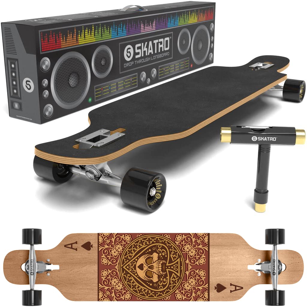 Skatro Drop Through Longboard Skateboard Freeride - Includes T-Tool