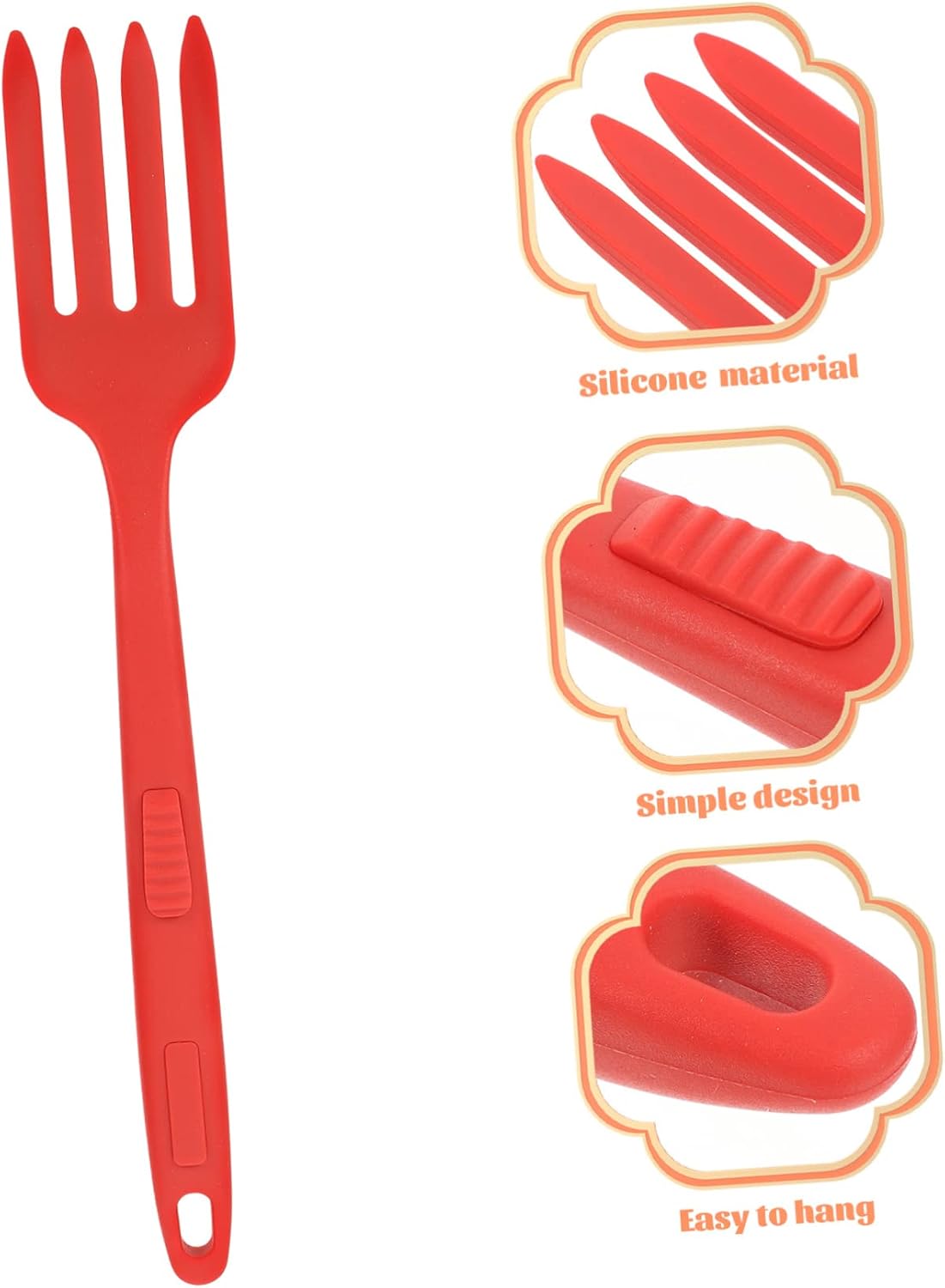 Silicone Pasta Server Fork with Ergonomic Anti Slip Design for Kitchens