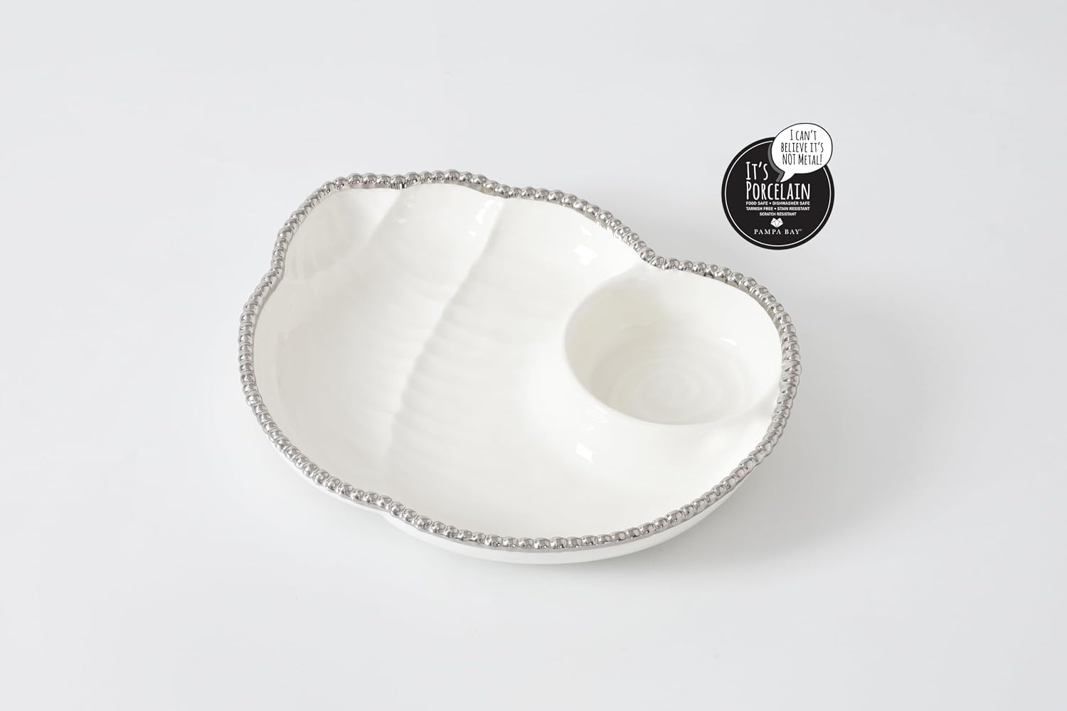 Pampa Bay Salerno Large Conch Chip & Dip, 11" x 9.5" x 2" Tall