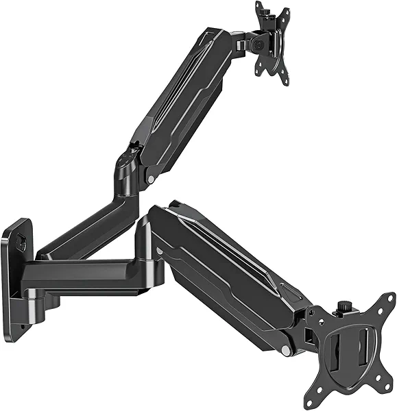 MOUNT PRO Dual Monitor Wall Mount for 13 to 32 Inch Computer Screens, Gas Spring Wall Monitor Arm for 2 Monitors, Each Holds Up to 19.8lbs, Full Motion Wall Monitor Mount with VESA 75x75/100x100