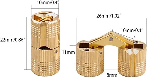 Miniatura 10 de Bisagras invisibles de barril de latón de 0.315 in ocultas ángulo de apertura de 180 grados para bricolaje joyero mano 4 piezas