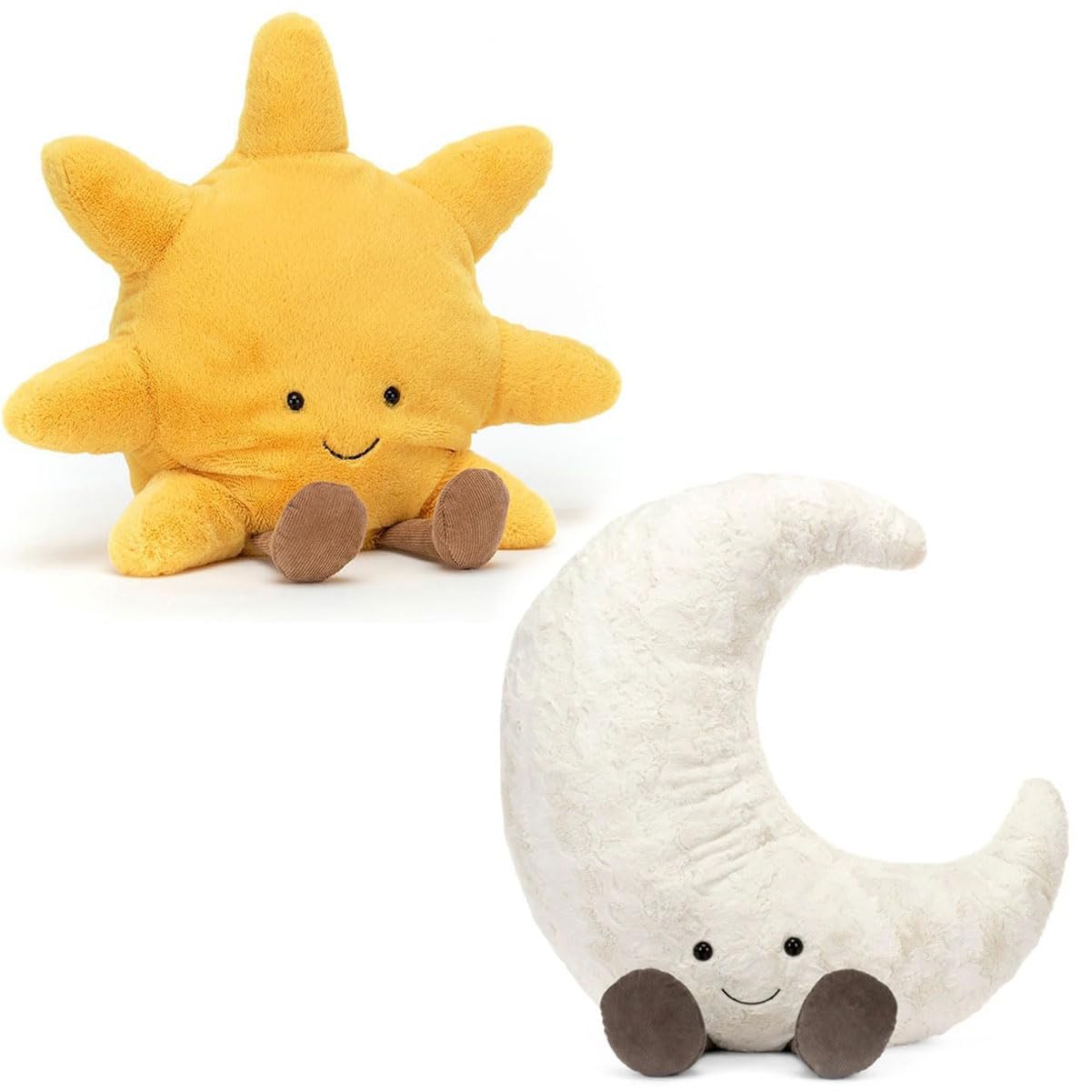 WeightedPlush 14" Moon and Sun Plush Toy Cute Smile Funny Moon and Sun Sunshine Stuffed Animals Pillow Soft Plushie for Gifts for Kids Birthday