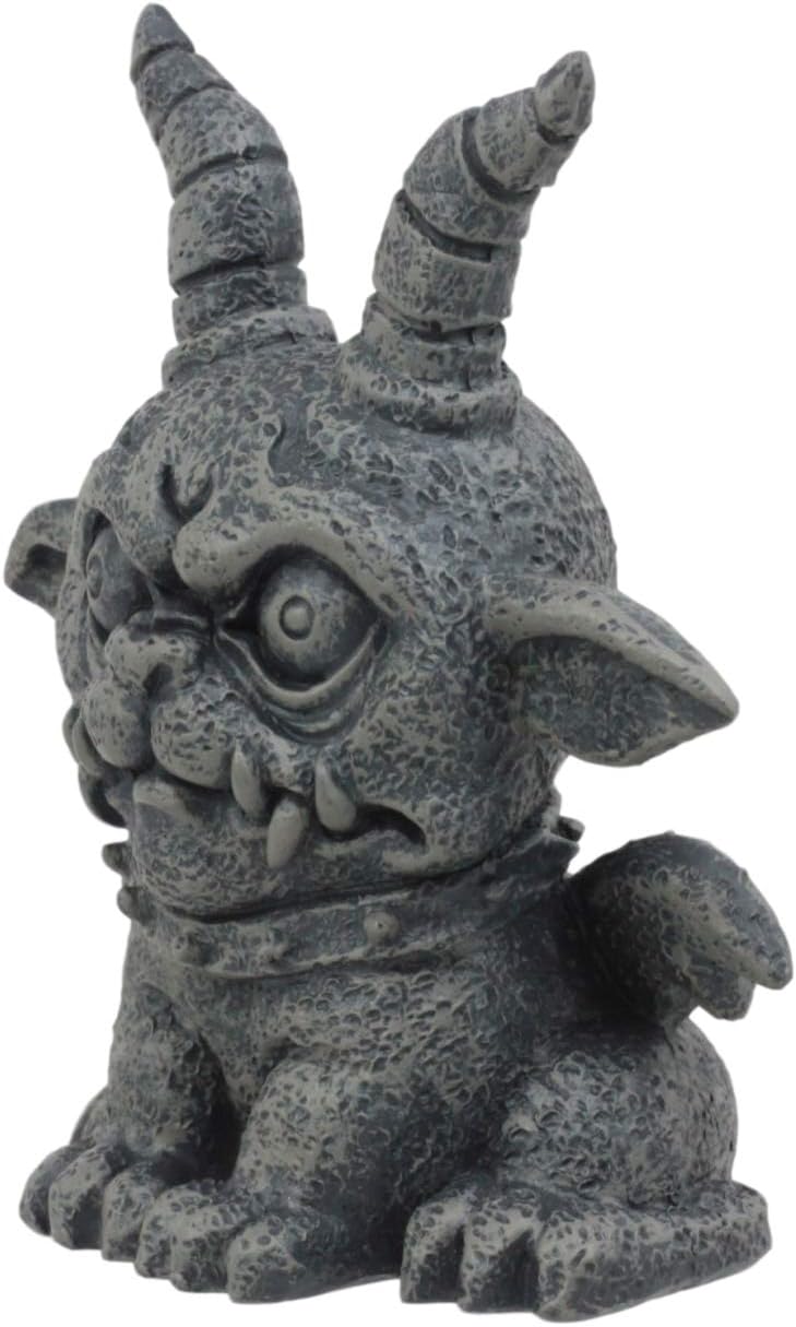 Ebros Gothic Horned Bulldog Gargoyle Agamon Figurine Small Mythical Fantasy Decor Statue 3.75" Tall As Talisman of Protection Fairy Garden Accessory DIY Renaissance Or Medieval Collectible - Image 4