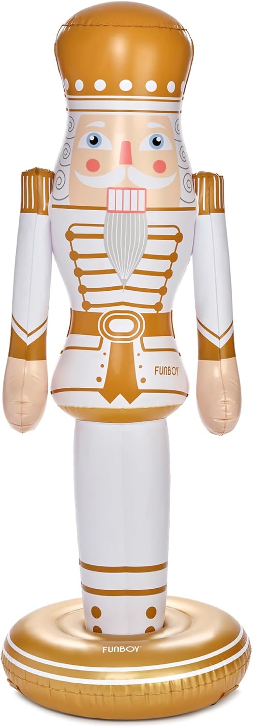 FUNBOY Gold Inflatable Nutcracker – 5ft Tall Indoor/Outdoor Holiday Decoration – Oversized Christmas Yard Decor