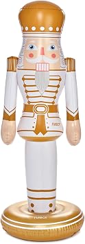 FUNBOY Gold 5 Ft Inflatable Nutcracker, Outdoor Christmas Yard Decor