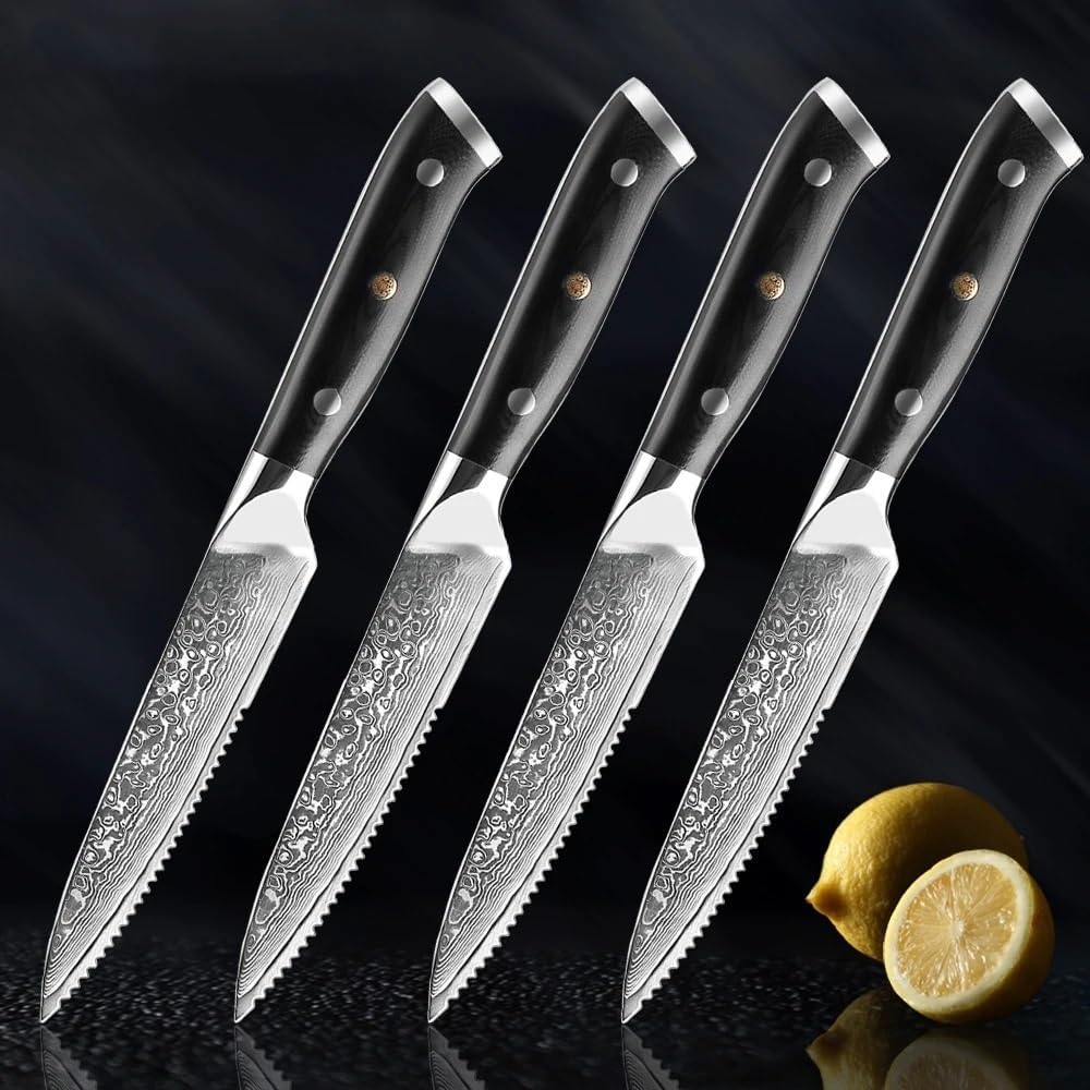Set Cuchillos Cocina 4 Piezas Acero Inoxidable Mango G10