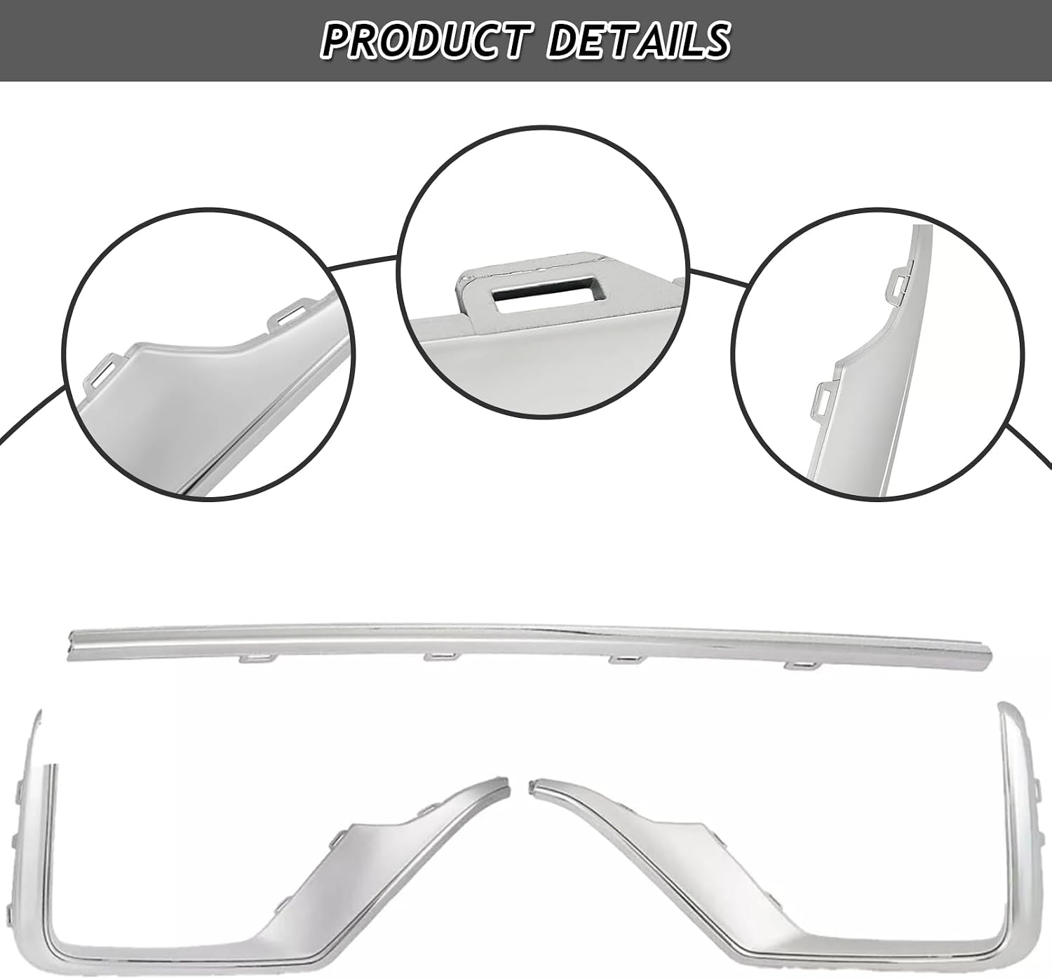 Bewild Front Bumper Upper Grille + Upper Grill Decorative Strip + Fog Lights Assembly + Bumper Lower Trim Strip Fit For 2020 2021 2022 Honda CR-V CRV Replacement Accessories 8Pcs (Chrome Trim Strips)