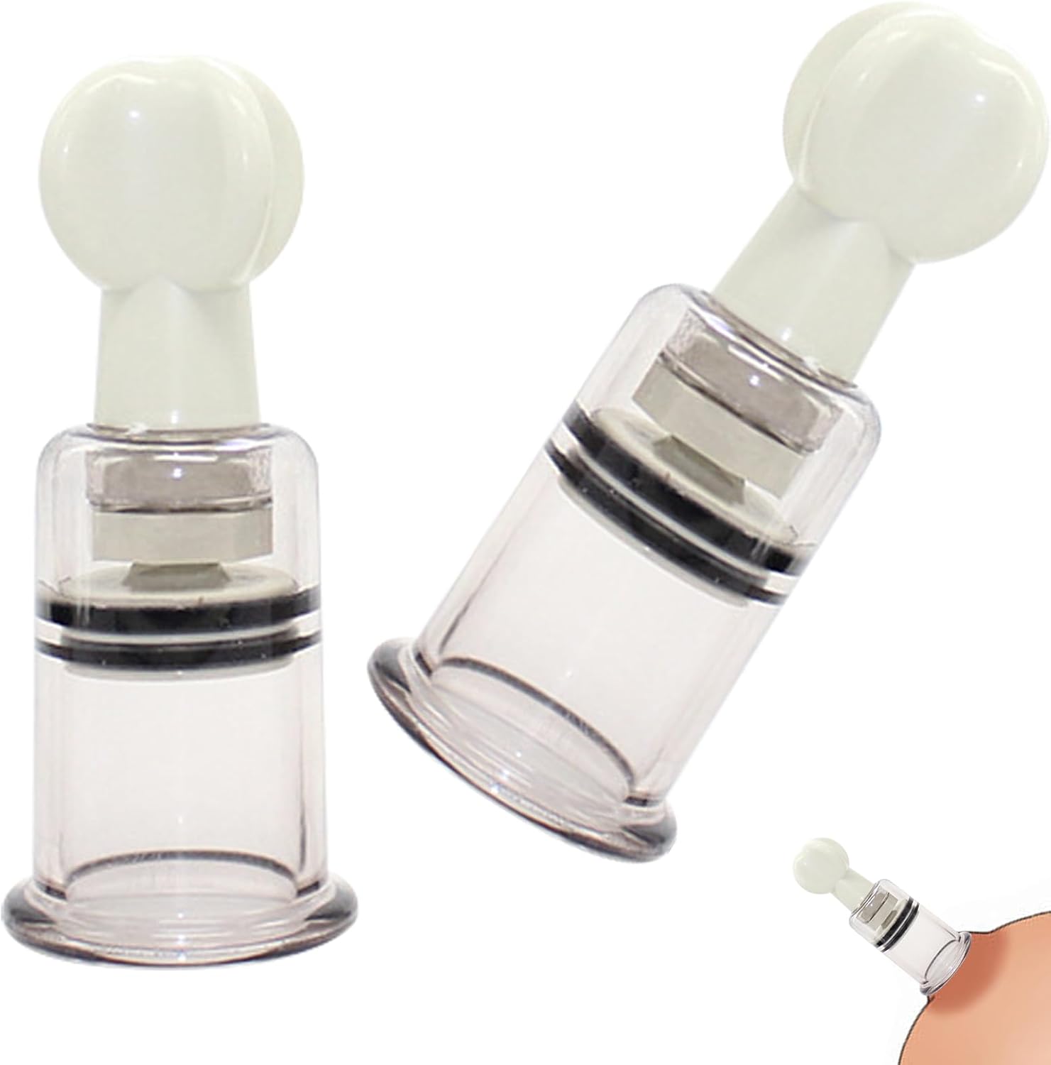 Nipple Suckers for Women White 2PCS BDSM Sucker Pump SM Play Fetish Couples Erotic Clamps Sensory Toys Suction Cupping Clit Clitoral Pussy Clamp Sex Toy Clitotial Powerful Succionador de Clitoris (M)