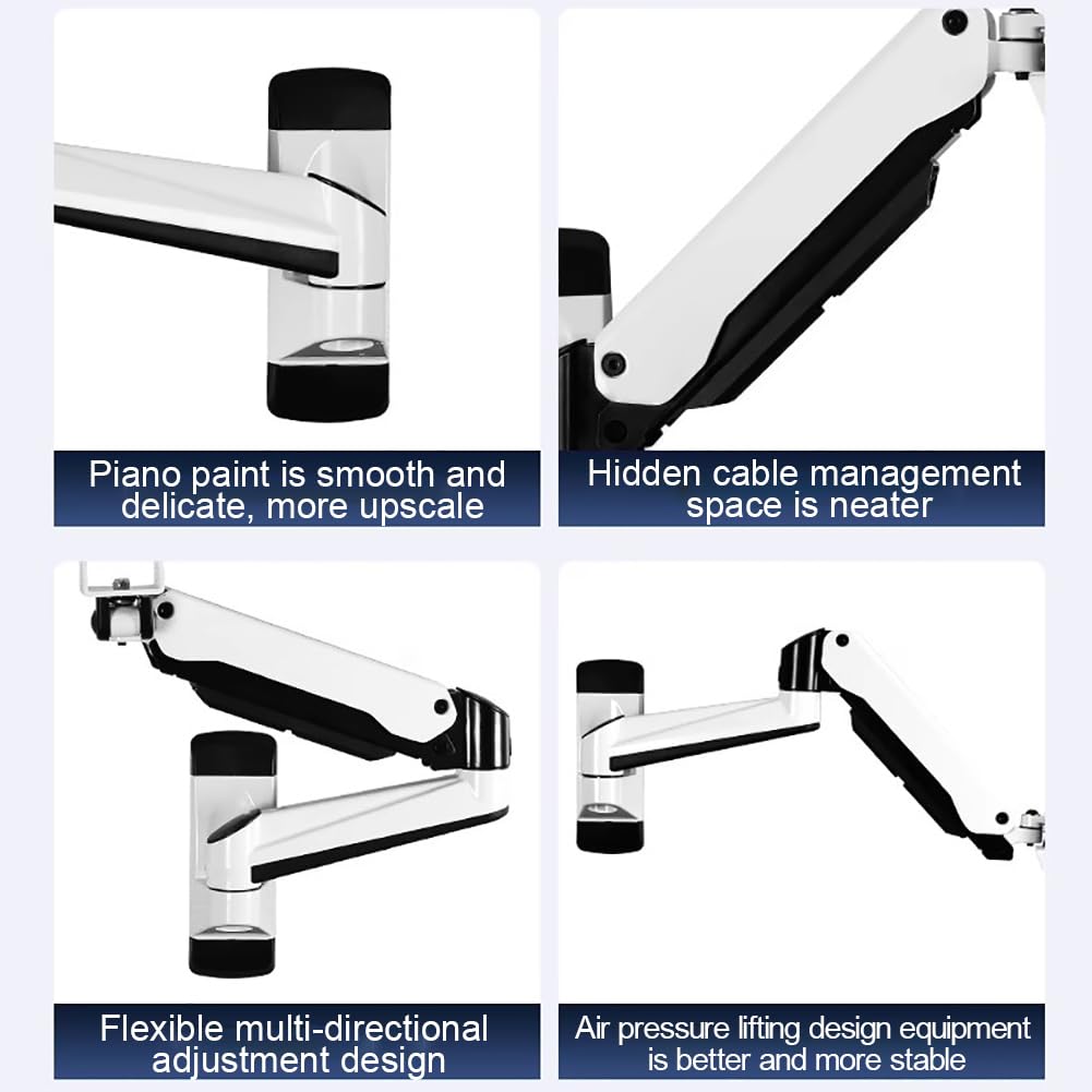 Soporte De Techo De Proyector Neumático, Soporte Giratorio Retráctil Ajustable Ajustable, Soporte De Gancho De Aluminio De Montaje En La Pared, Brazo Único/Brazo Dual, Blanco,C