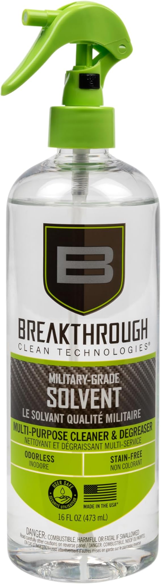 Breakthrough Clean Technologies Military-Grade Handgun and Rifle Cleaning Solvent, Grease Remover - 6oz/2oz/15ml/32oz Spray Bottle