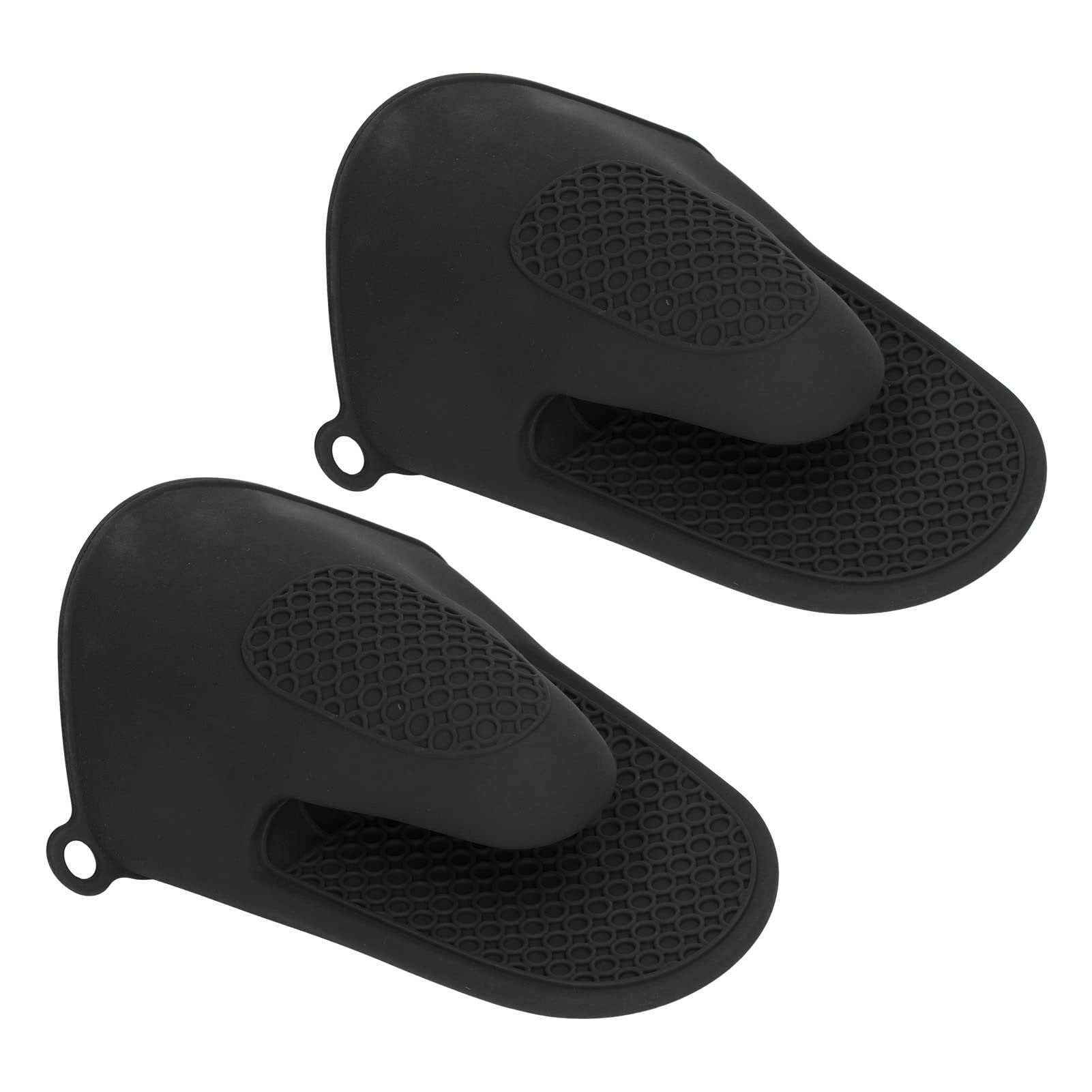 Pissente Mini Oven Mitts, Silicone Thickened Cooking Pinch Mitts, Heat Resistant for Kitchen Use (Black)