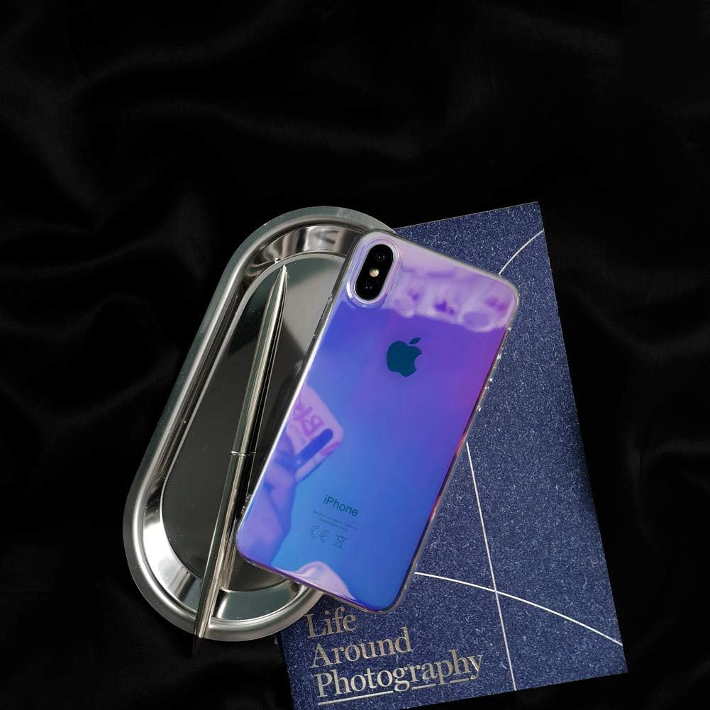 Laser Glitter Case for iPhone 7 Plus 8 Plus Glossy Gradient Colorful Transparent Mirror Slim Thin Phone Cover Back Shell (iPhone 7 Plus/8 Plus)