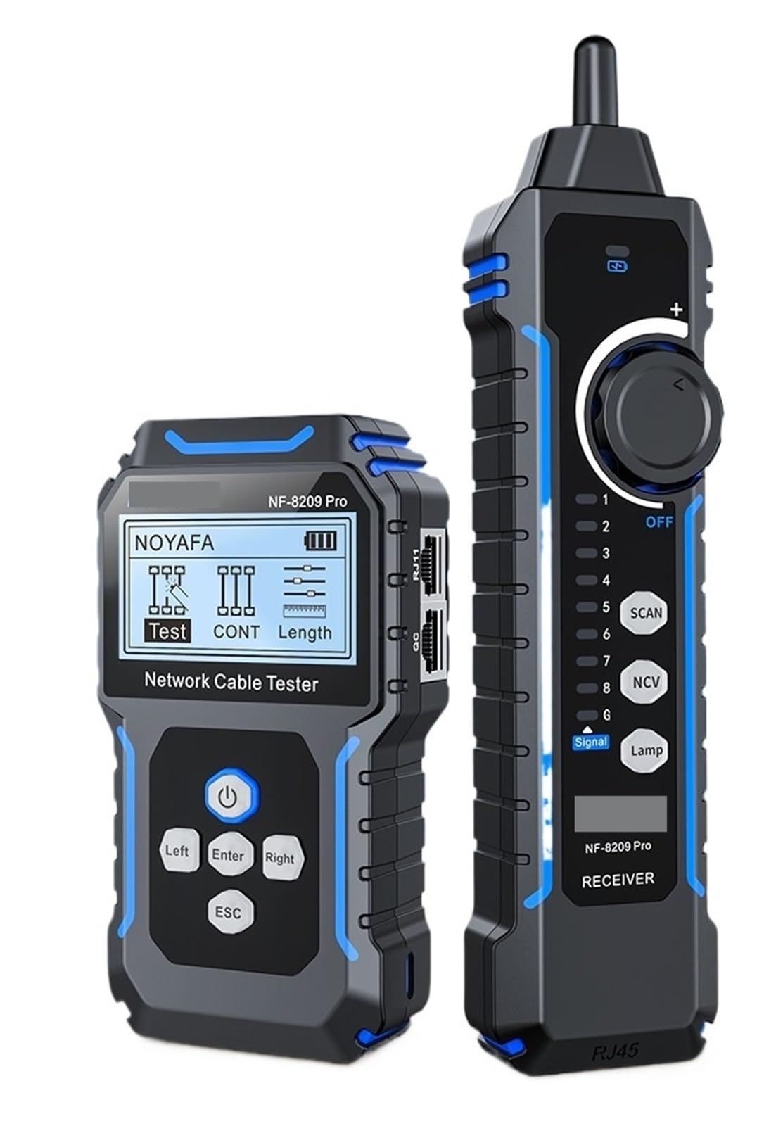 Tester per cavi di rete, Tester for cavi di rete professionale NF-8209 con POE NCV, localizzatore multifunzione