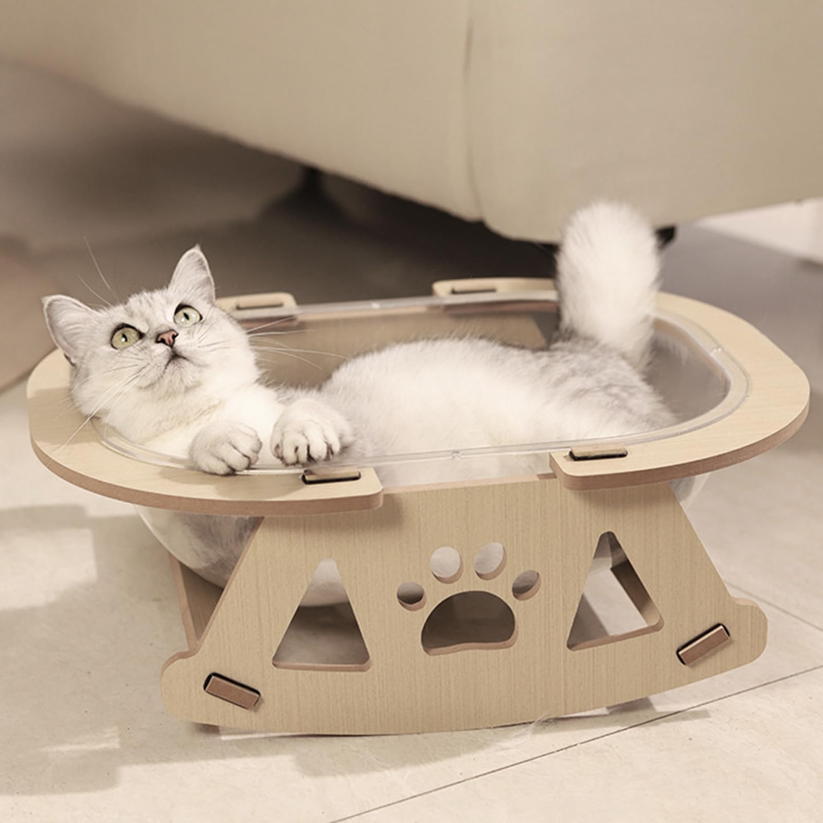 Hamac transparent pour chat idéal pour dormir et observer le salon