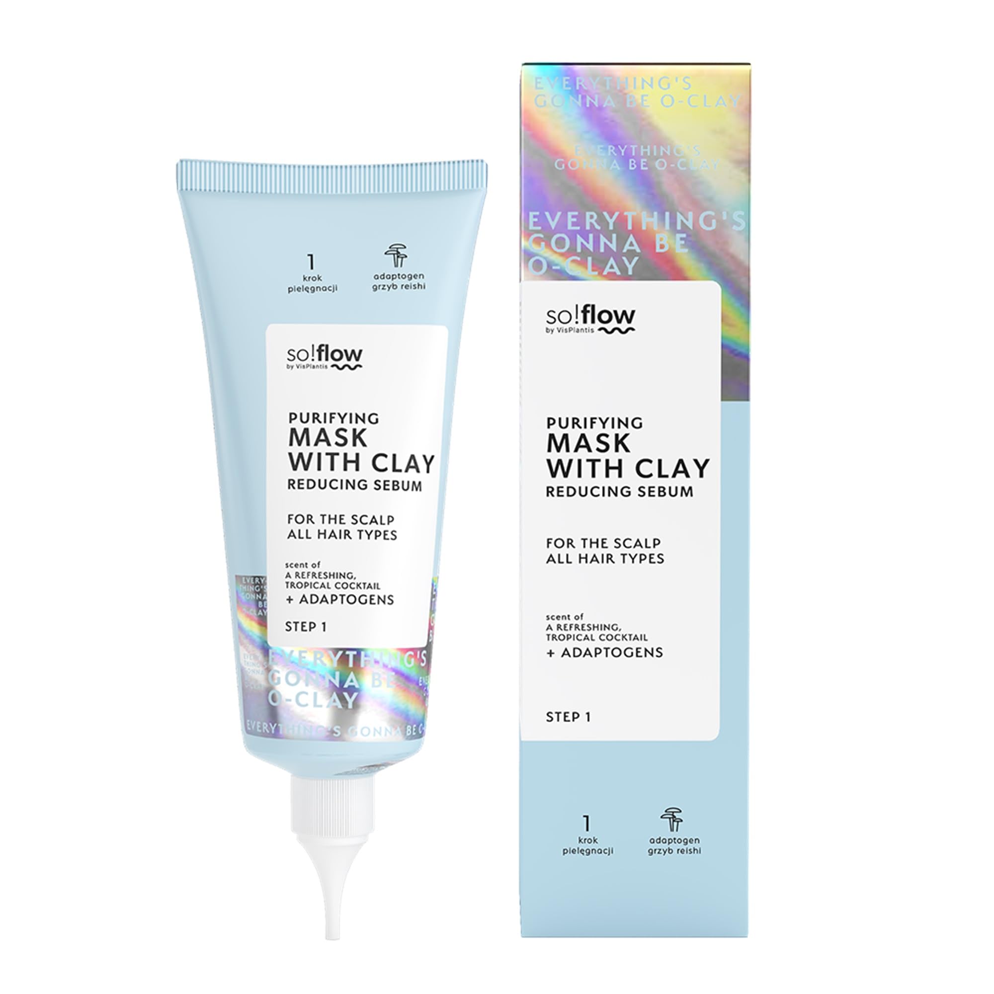 Purifying Clay Scalp Mask - Cleansing Treatment For Oily Scalp - Clay Hair Mask Infused With Rosemary & Tea Tree Oil - Refreshing Tropical Cocktail Fragrance - Nourishing & Cleansing