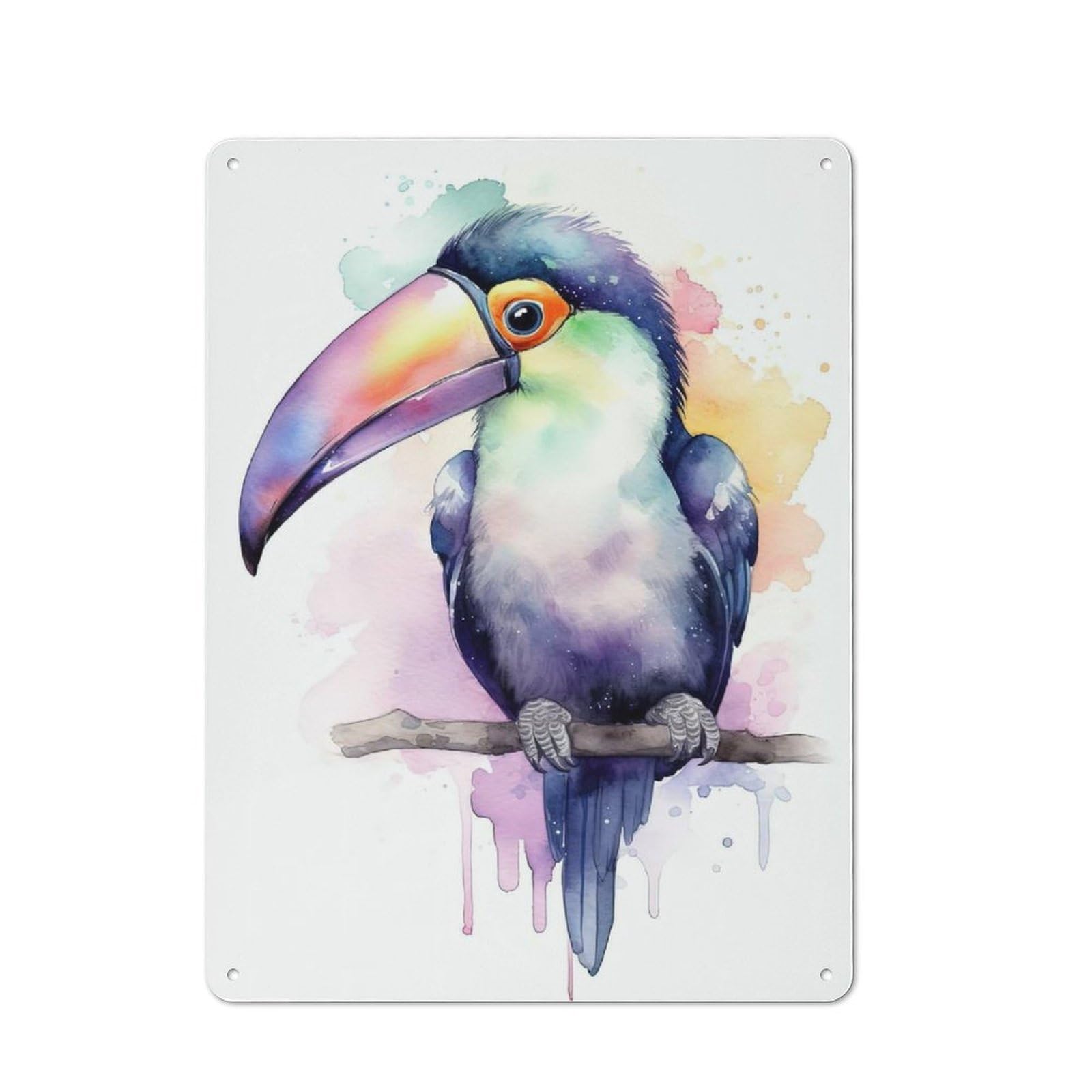 Farmhouse Metal Sign with Watercolor Baby Toucan Design 40x30cm, Rustic Rustic Kitchen Decor for Dining Room, Cafe, Entryway Or Family Room