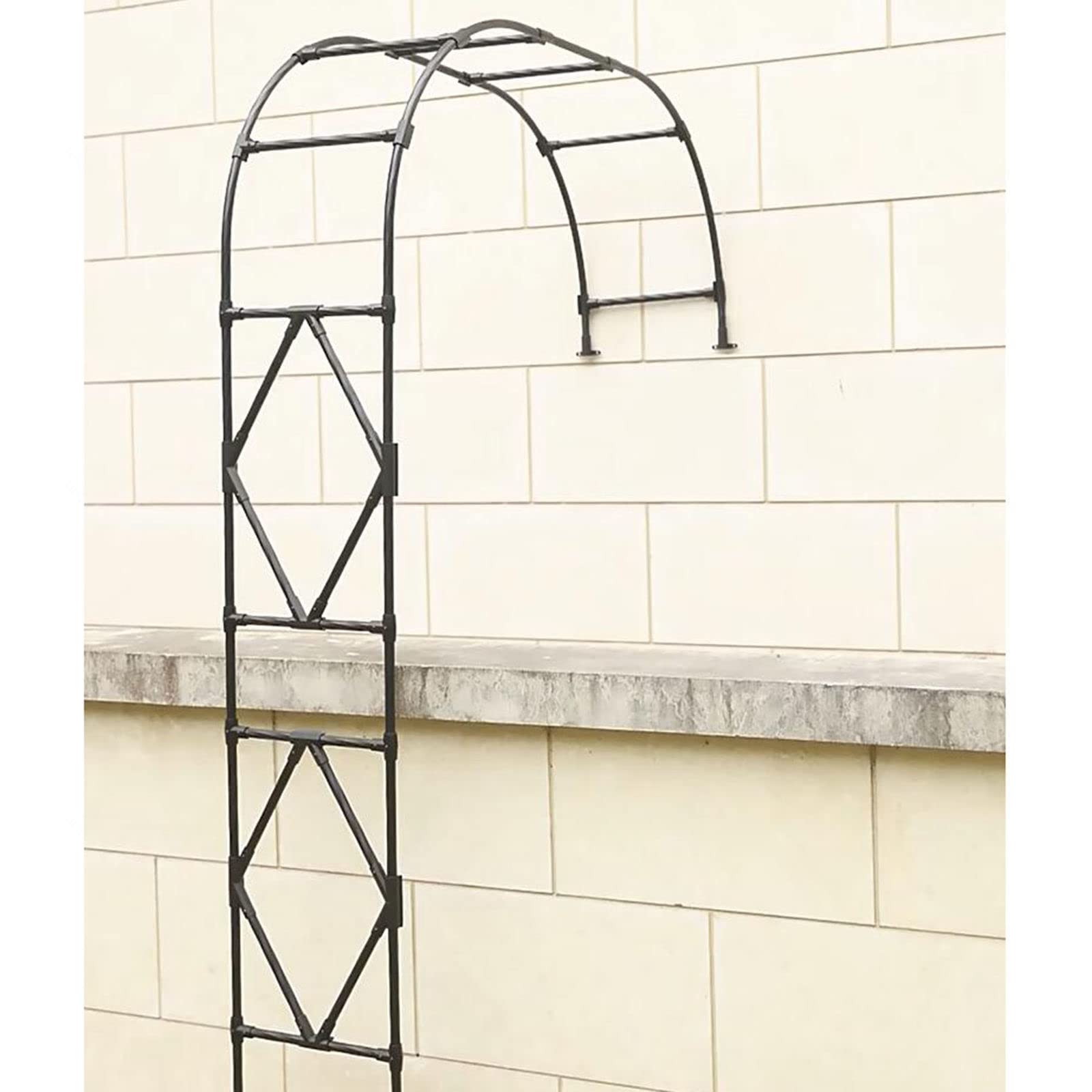 Slish - Arco da giardino in metallo – arco a mezza rosa per decorazione esterna, perfetto per piante rampicanti e supporto per alberi, nero, 210 x 240 cm, design Ele
