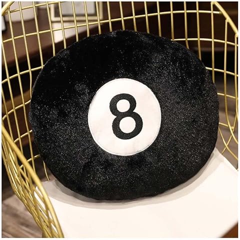 Cyprinus Carpio Emulation Black Billiards 8 Ball Stuffed Pillow, Soft Round Sleeping Cushion for Home Bed Sofa Couch Decor (1, 20 * 20 Inch) Cover