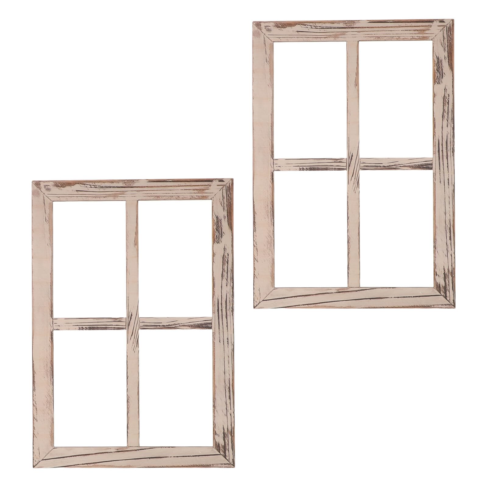 BESPORTBLE 2Pcs Rustic Wooden Farmhouse Style Faux Window Frame Wall Decor for Living Room Bedroom Kitchen with Photo Display Feature 15.75X11.02X0.20In