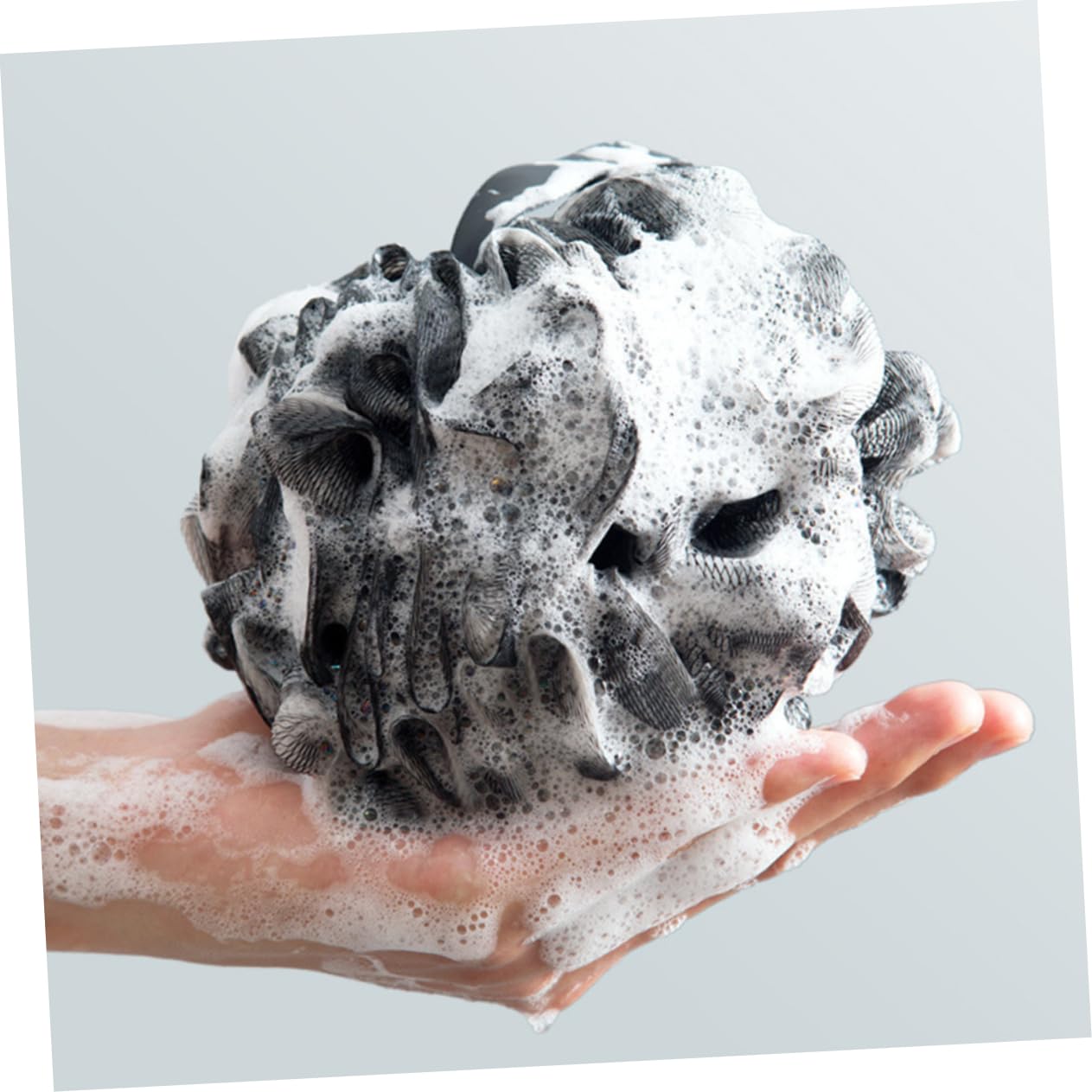 VALICLUD 3pcs Bath Ball Bath Flower Big Foaming Sponge Scrubber for Body Exfoliating Natural Puff Bubble Making Net Bubble Maker Bathroom Accessories Black